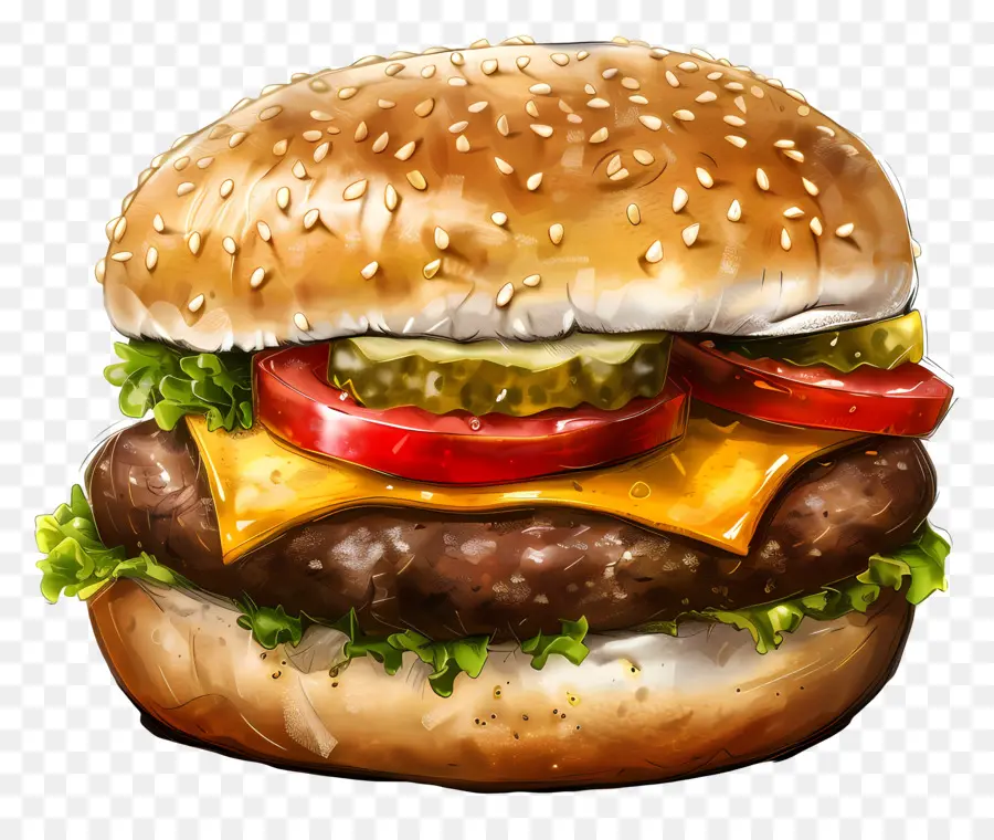 Hamburger，Burger Keju PNG