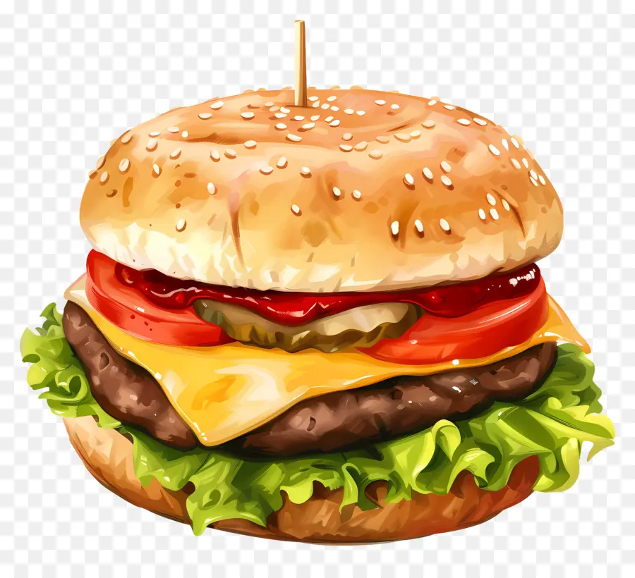 Burger Keju，Hamburger PNG