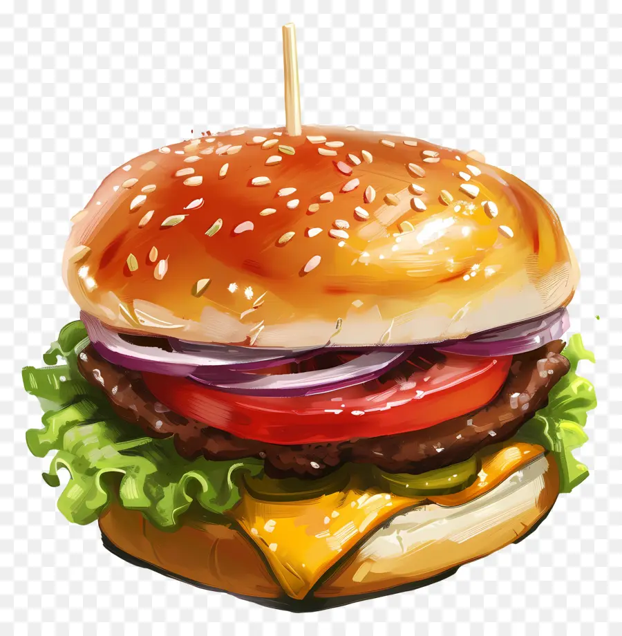 Hamburger，Burger Keju PNG