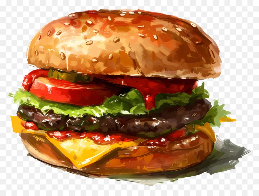 Hamburger，Burger Keju PNG