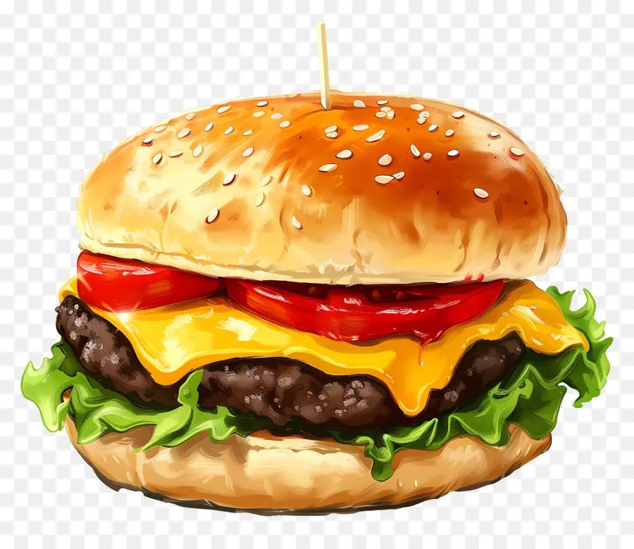 Burger Keju，Burger PNG