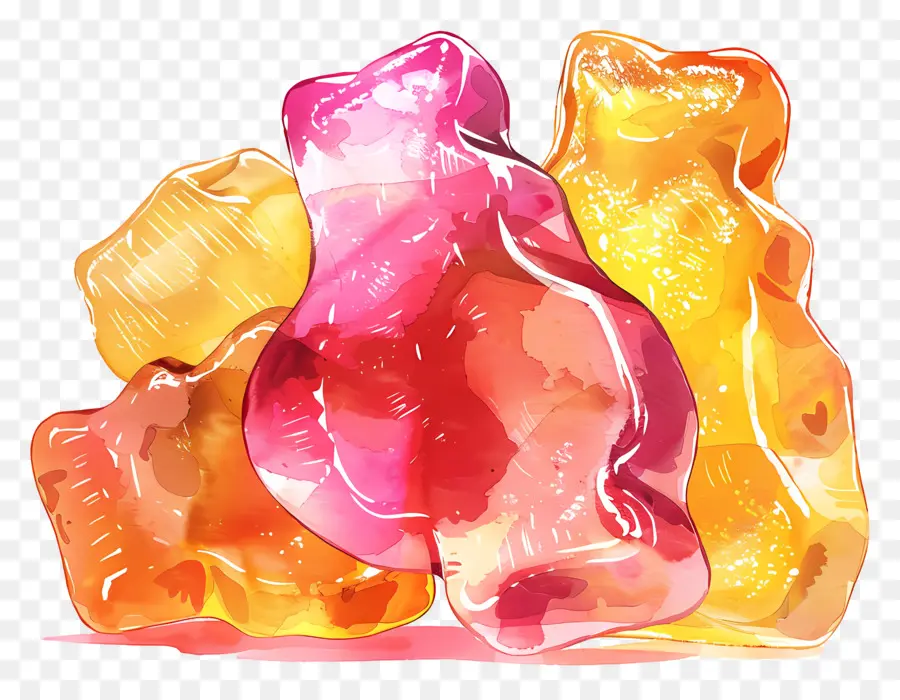 Permen Gummy，Lukisan Cat Air PNG