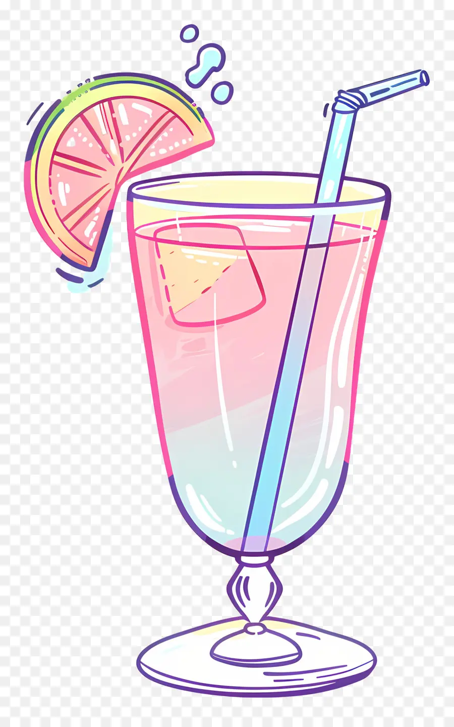 Koktail Doodle，Merah Muda Minum PNG