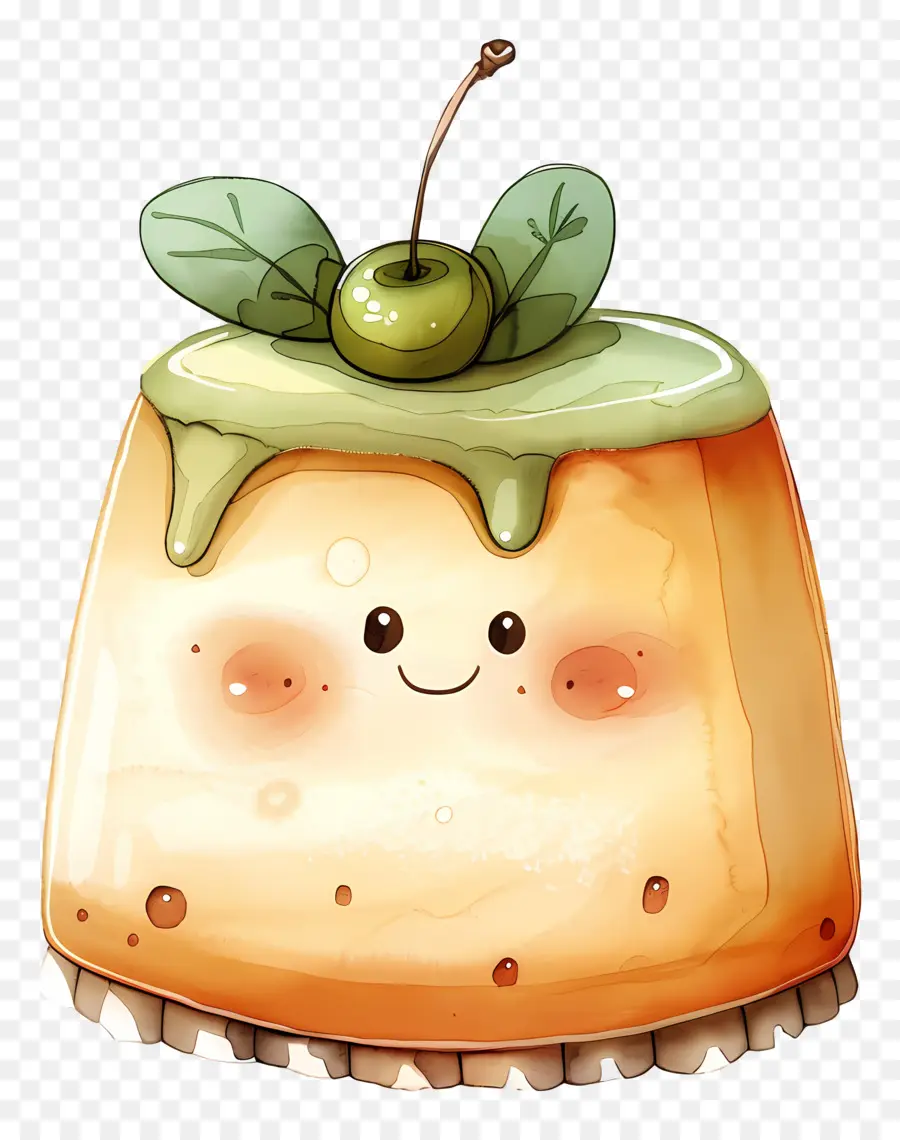 Kawaii Pudding，Cheesecake Kartun PNG