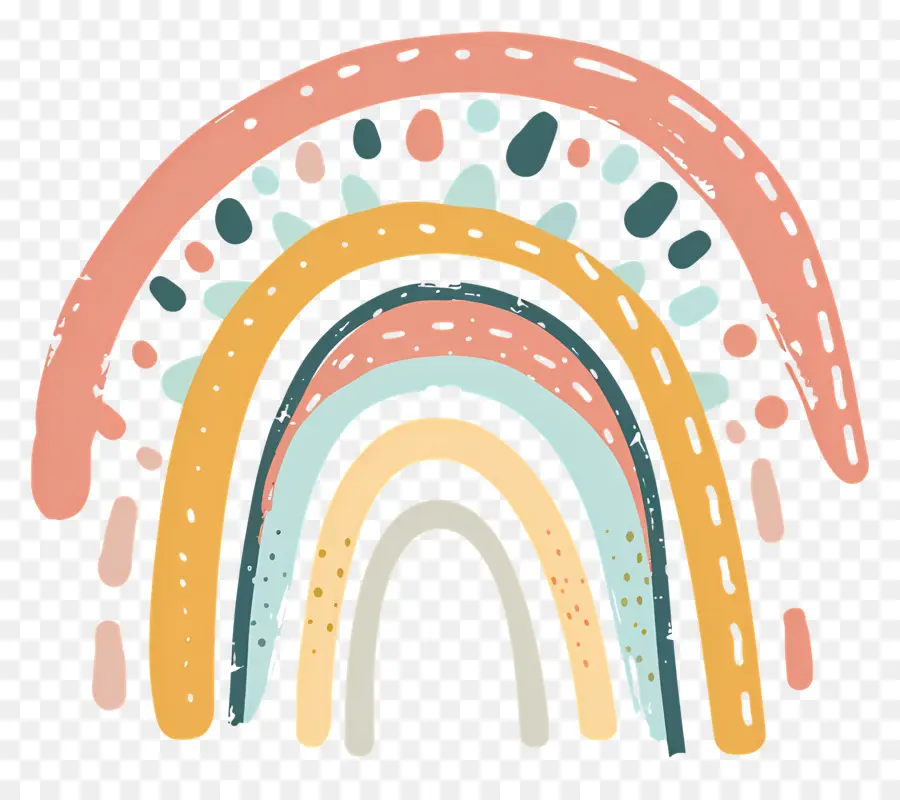 Doodle Rainbow，Pelangi PNG