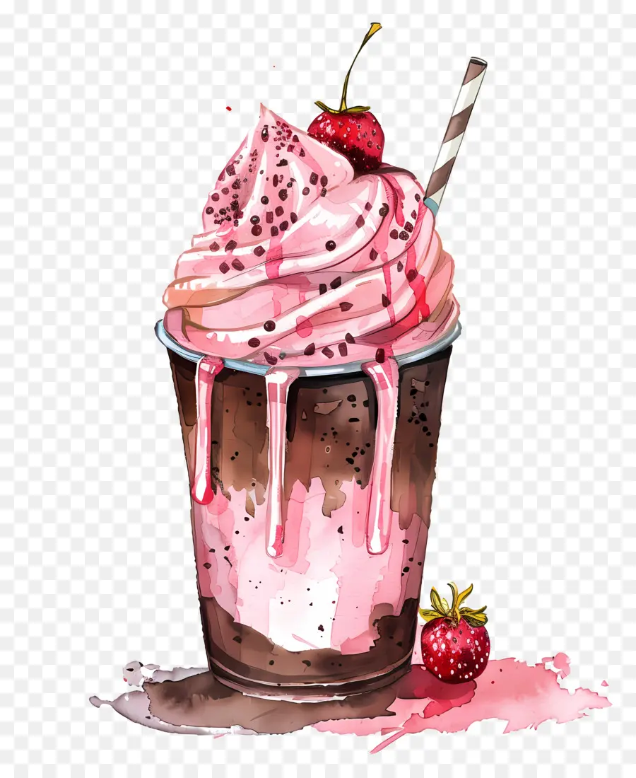 Piala Milkshake，Stroberi Milkshake PNG