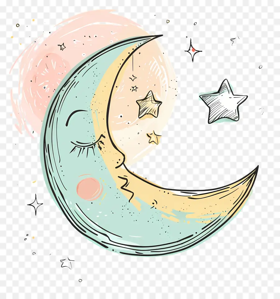 Bulan Doodle，Kartun Bulan PNG