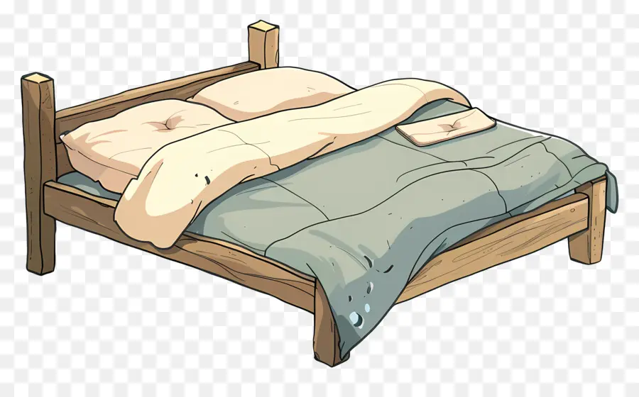 Kartun Tidur，Tempat Tidur Kayu PNG