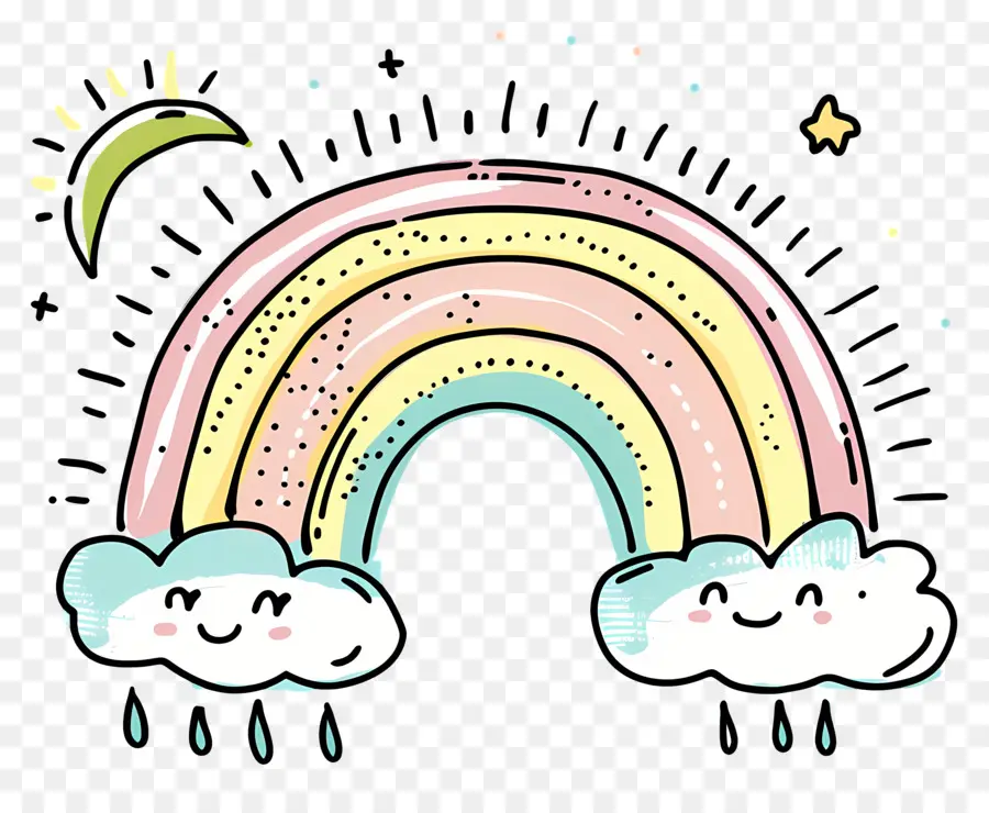 Doodle Rainbow，Pelangi PNG