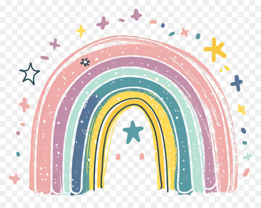 Doodle Rainbow，Pelangi PNG