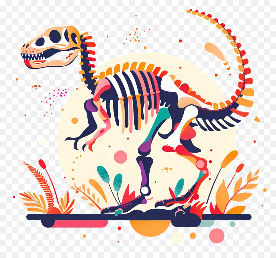 Kerangka Dinosaurus，Warna Warni PNG