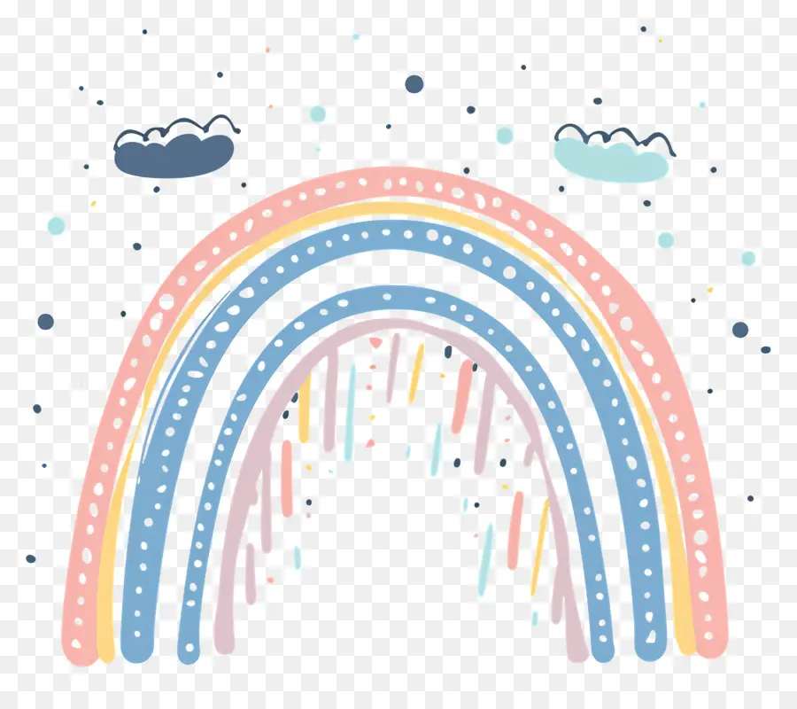 Doodle Rainbow，Pelangi PNG