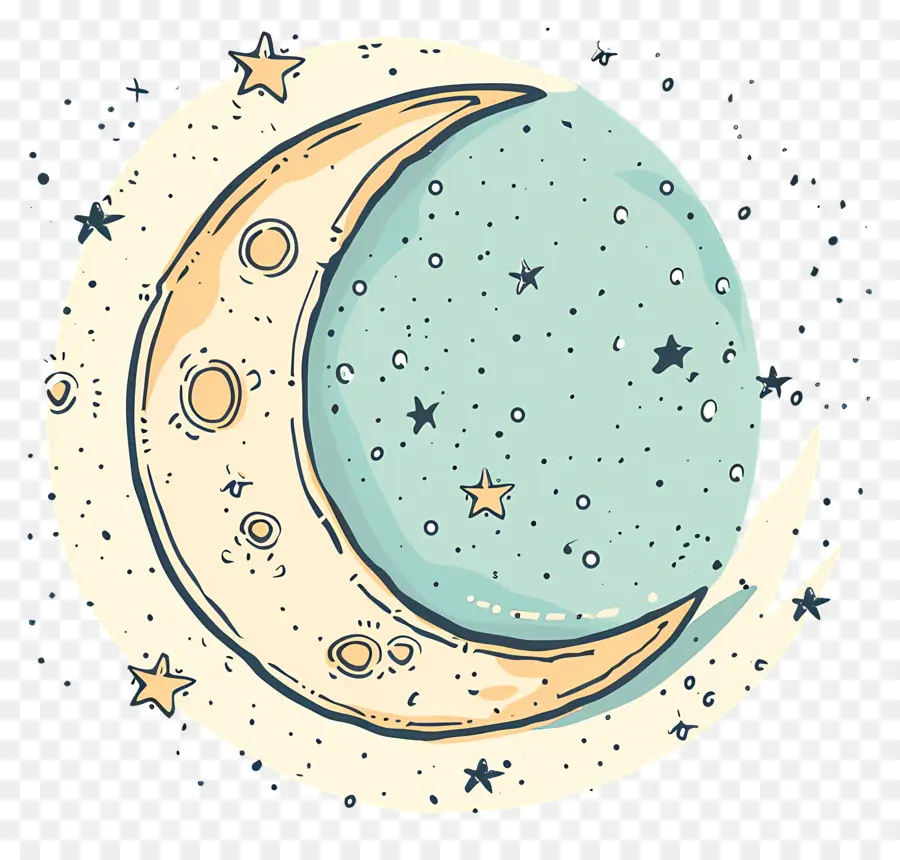 Bulan Doodle，Lukisan Bulan PNG