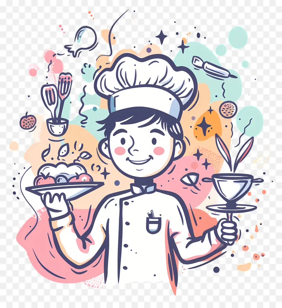 Doodle Chef，Kartun Chef PNG