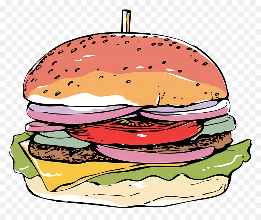 Doodle Burger，Hamburger PNG