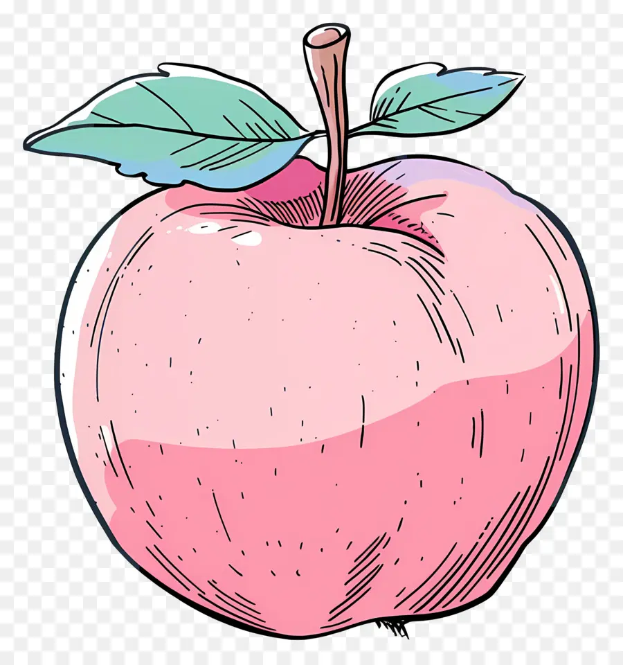 Doodle Apple，Apel Merah Muda PNG