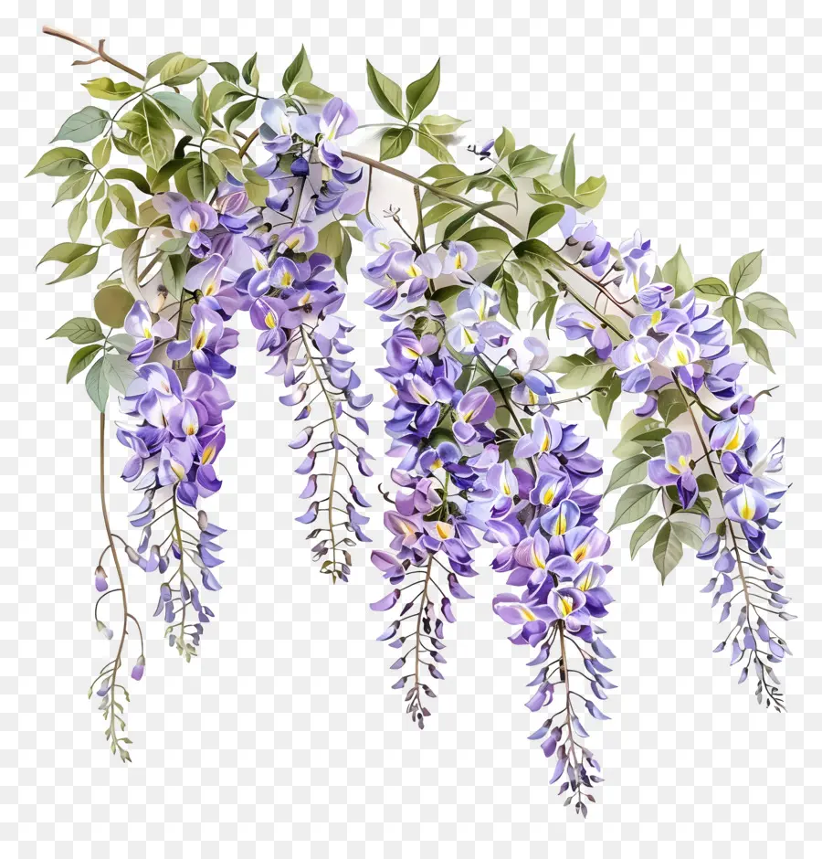 Bunga Wisteria，Lukisan Cat Air PNG