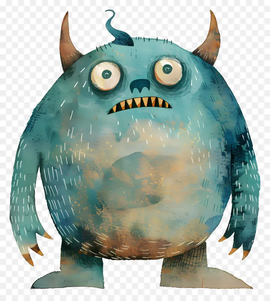 Kartun Monster，Monster Berbulu Biru PNG