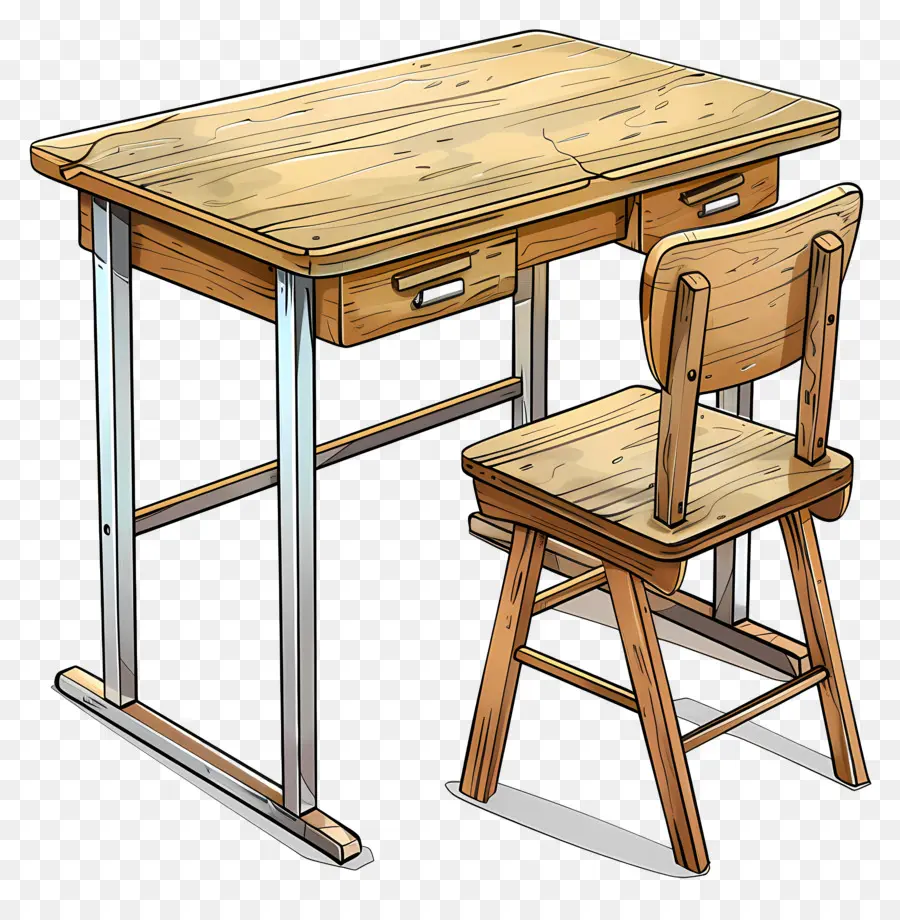 Meja Sekolah，Meja Kayu PNG