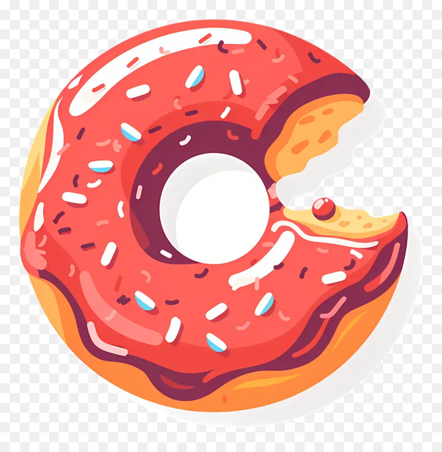 Donat Yang Digigit，Donat Merah Muda PNG