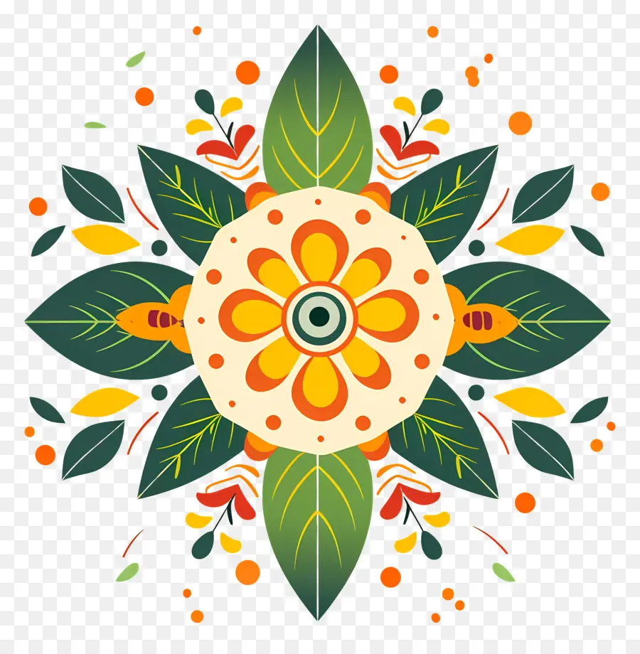 Onam Pookalam，Abstrak Desain PNG