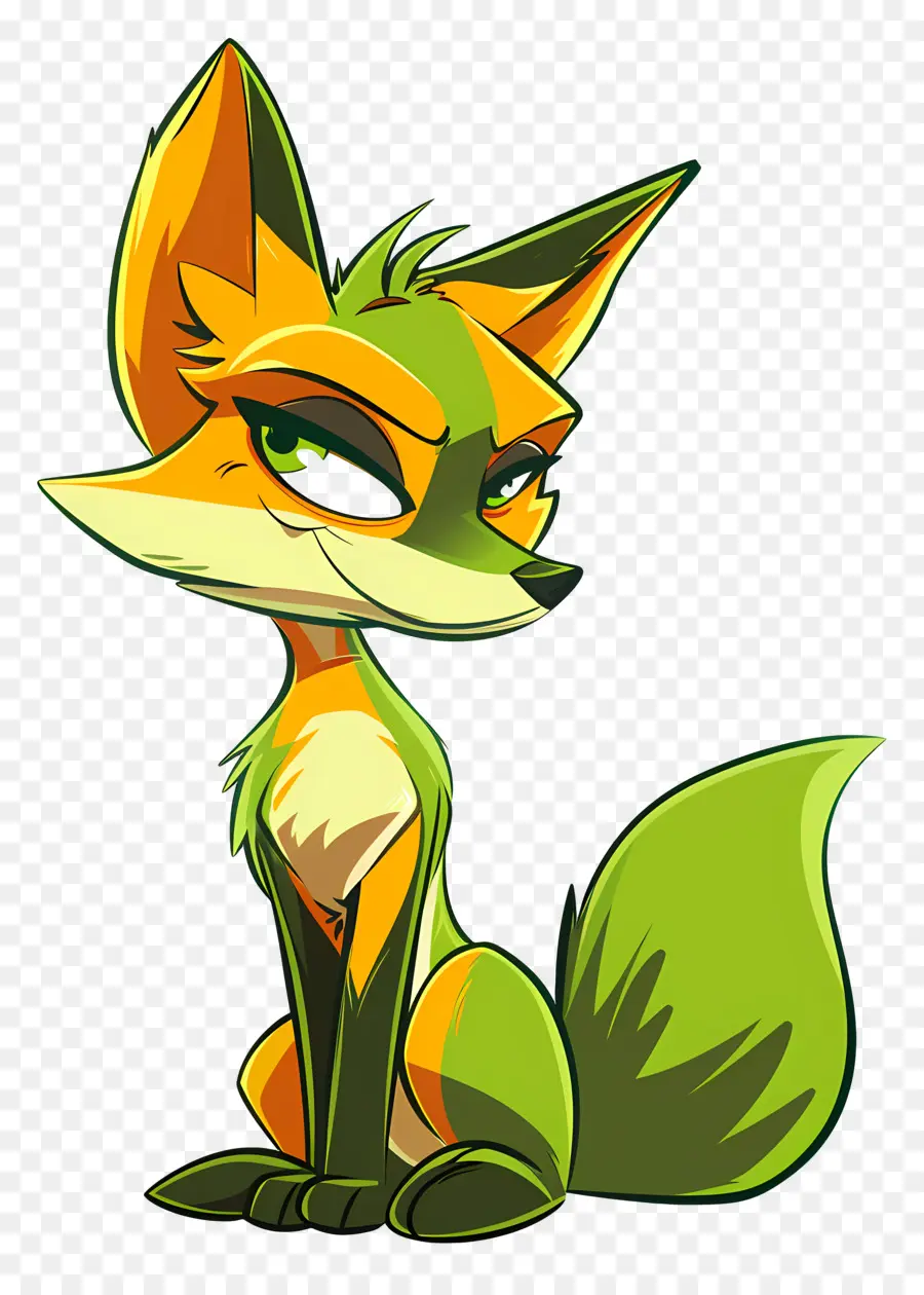 Kartun Fox，Hijau Fox PNG