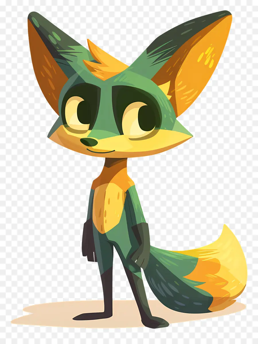 Kartun Fox，Jumpsuit Hijau Dan Kuning PNG