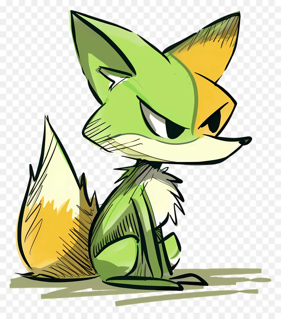 Kartun Fox，Hijau Fox PNG