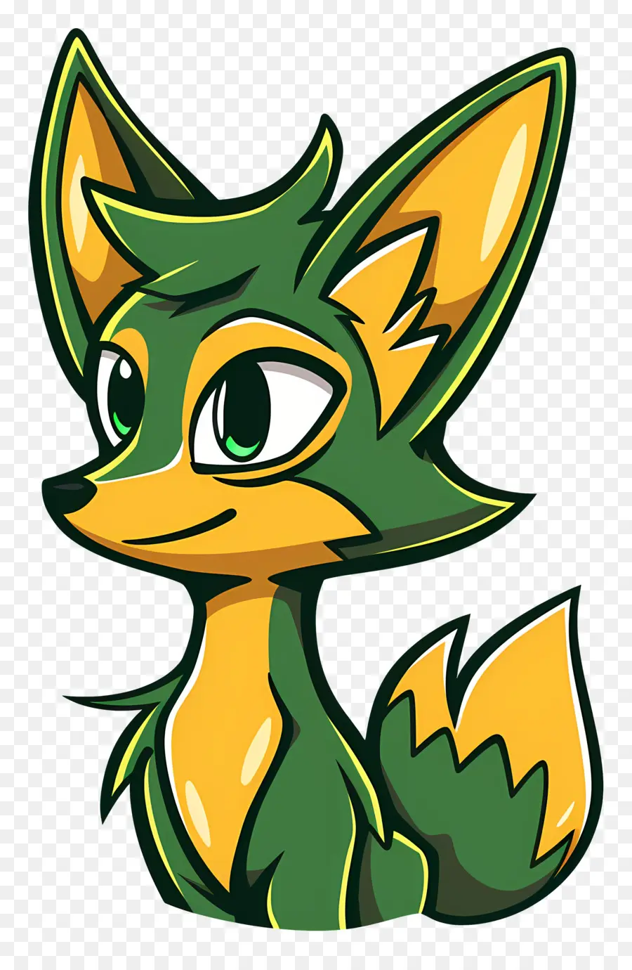 Kartun Fox，Hijau Dan Kuning PNG