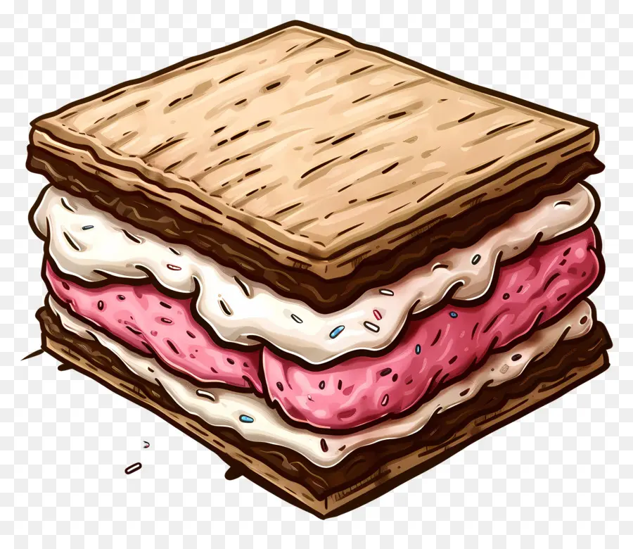 Sandwich Es Krim，Frosting Merah Muda PNG