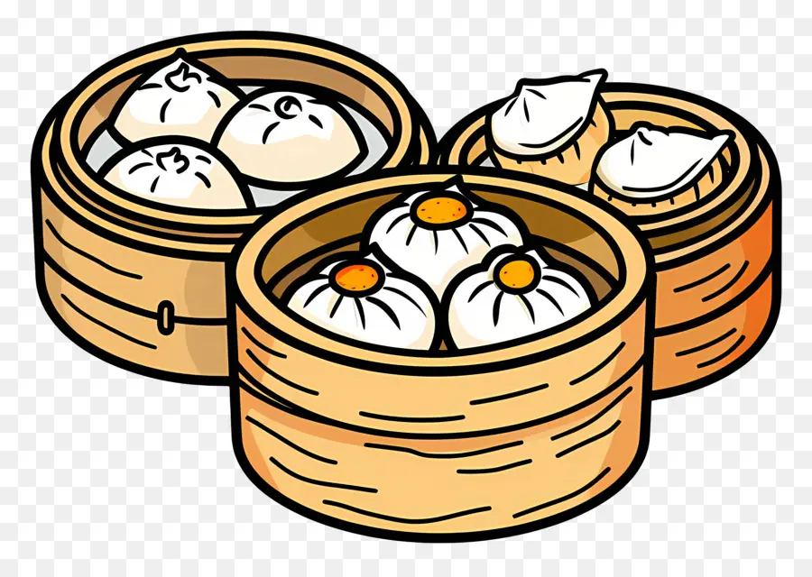 Dim Sum，Keranjang Bambu PNG