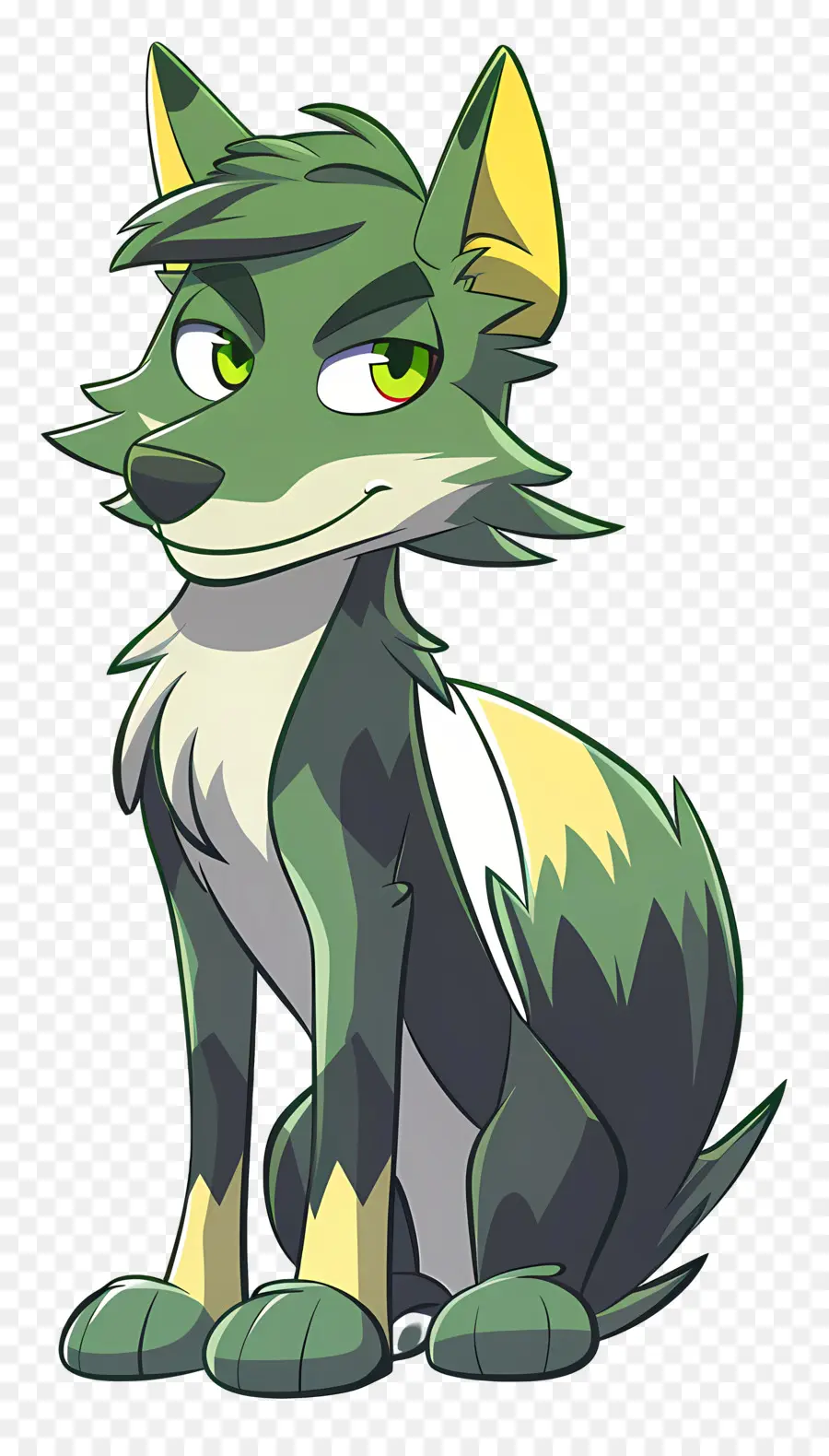 Kartun Serigala，Green Wolf PNG