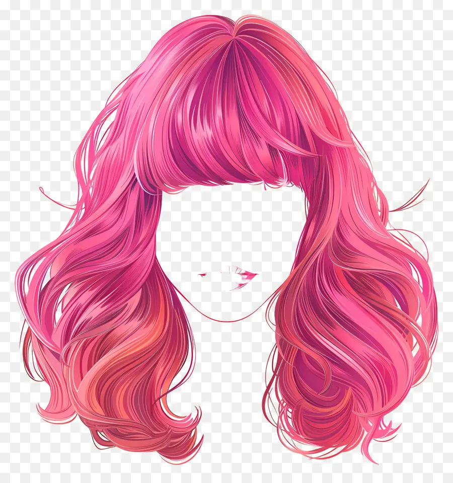 Wig，Rambut Merah Muda Panjang PNG