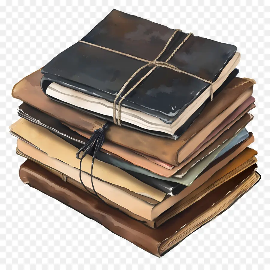 Tumpukan Notebook，Vintage PNG