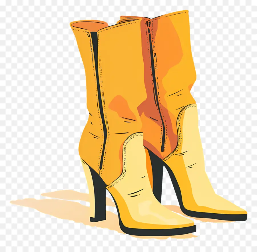 Fashion Sepatu，Sepatu Bot Bertumit Tinggi Kuning PNG