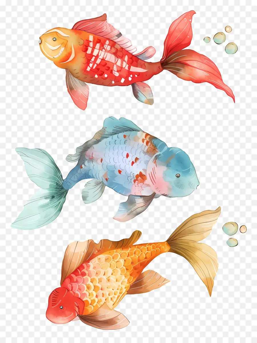 Ikan，Lukisan Cat Air PNG