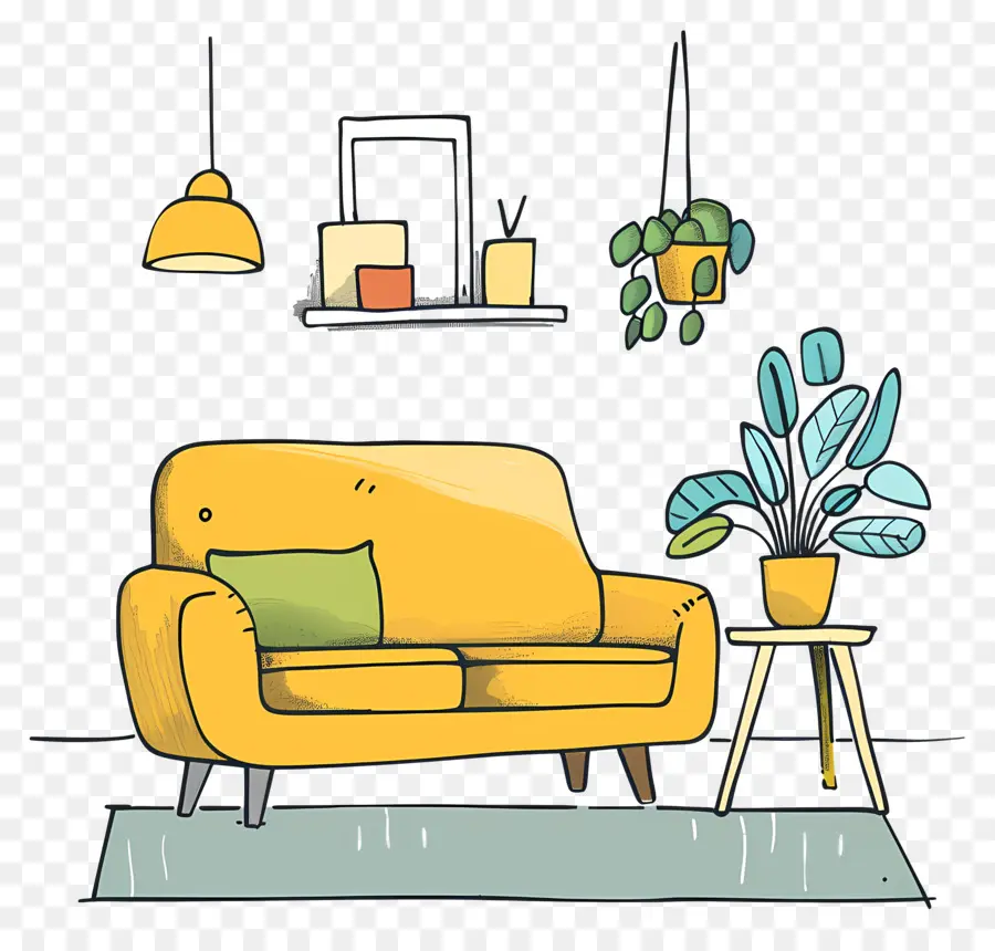 Ruang Tamu，Sofa Kuning PNG