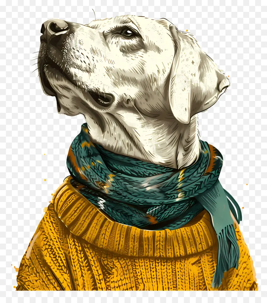 Labrador Dengan Sweter，Anjing Putih PNG