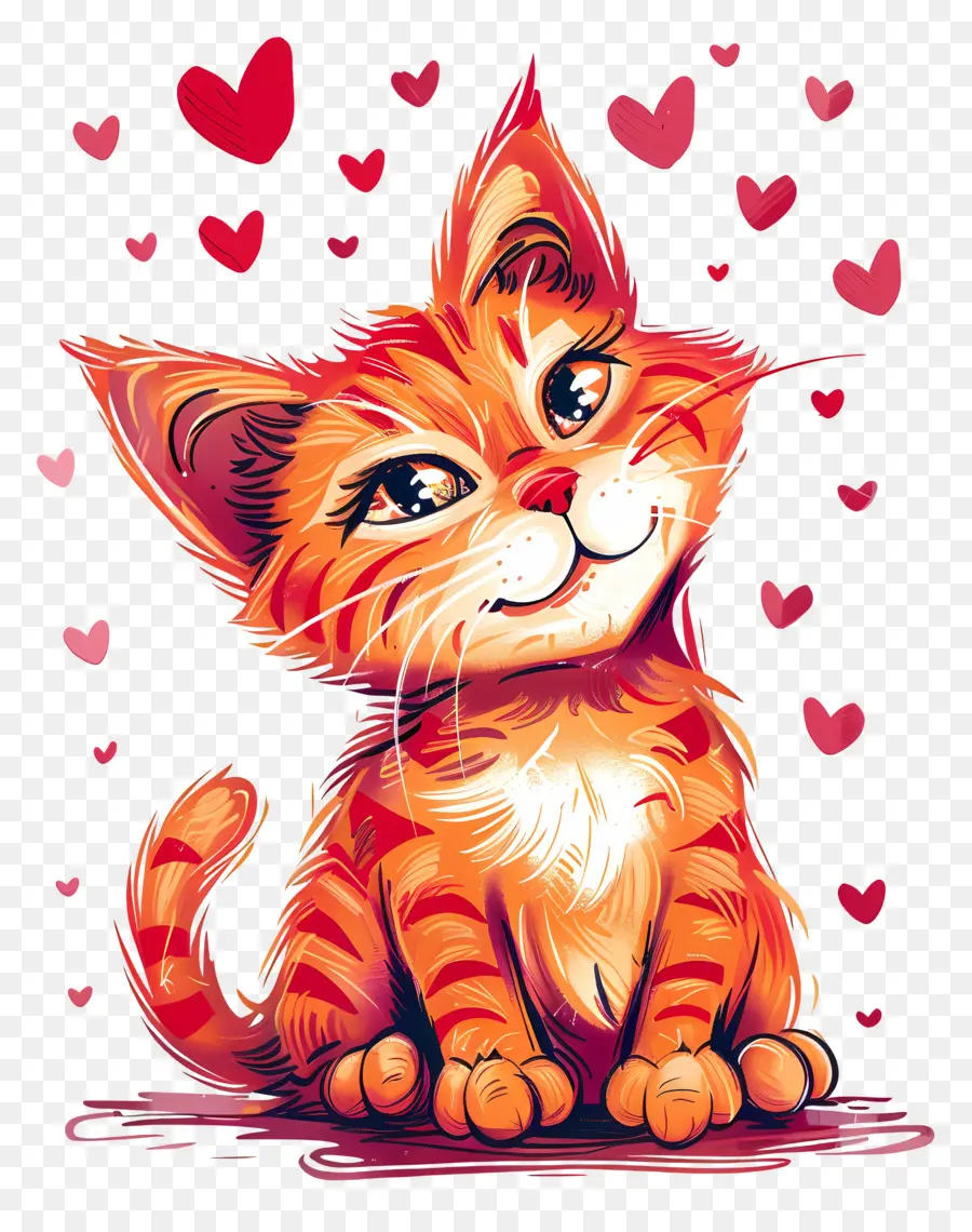 Kucing，Hari Valentine PNG