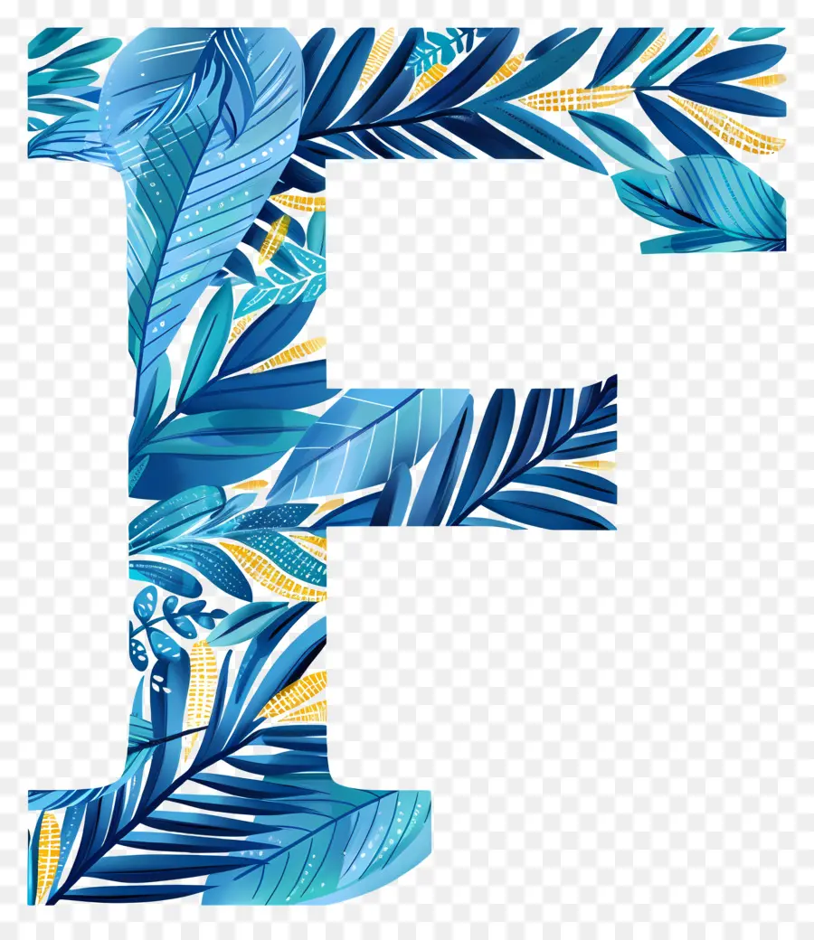 Huruf F，Desain Daun PNG