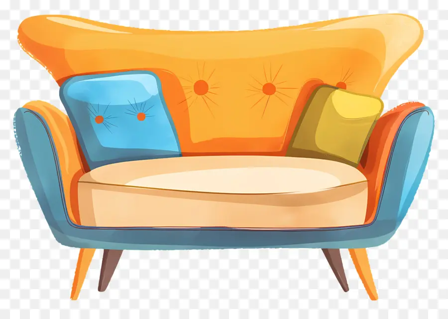 Sofa，Sofa Oranye PNG