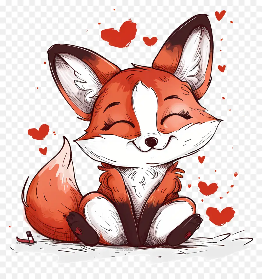 Fox Cinta，Ilustrasi Rubah Yang Lucu PNG