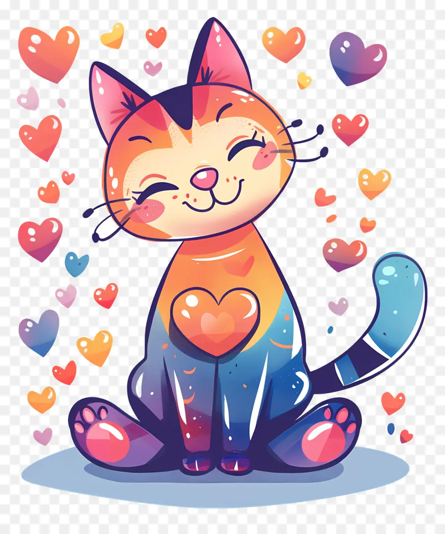 Kucing，Hari Valentine PNG