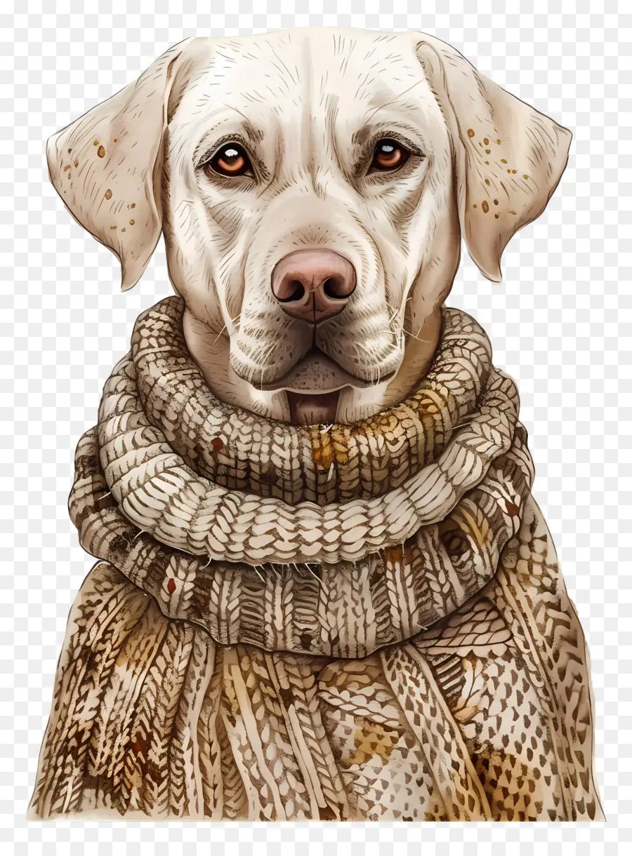 Labrador Dengan Sweter，Anjing Putih PNG