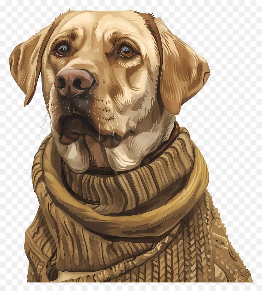 Labrador Dengan Sweter，Anjing PNG