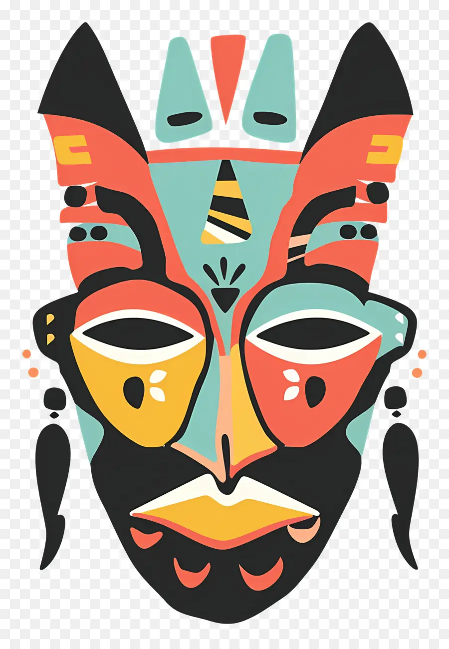 Masker Tribal，Topeng Pola Geometris PNG