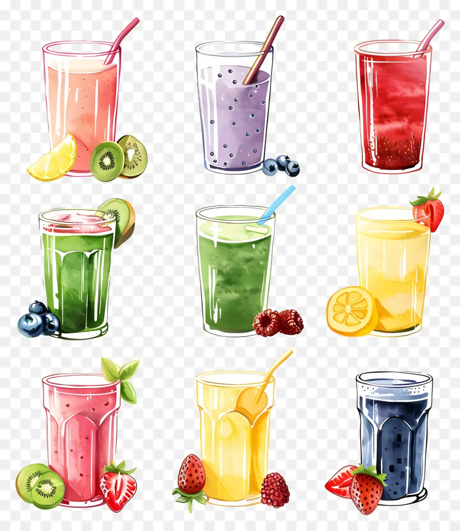 Smoothie，Ilustrasi Cat Air PNG