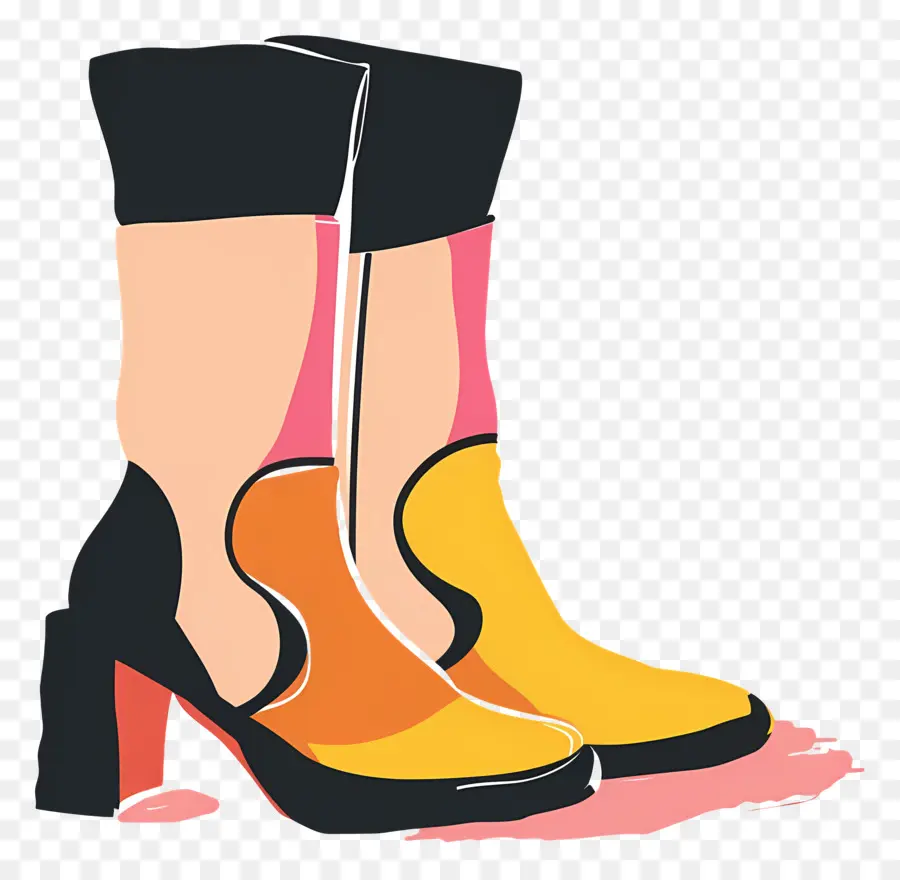 Fashion Sepatu，Sepatu Bot Oranye Dan Kuning PNG