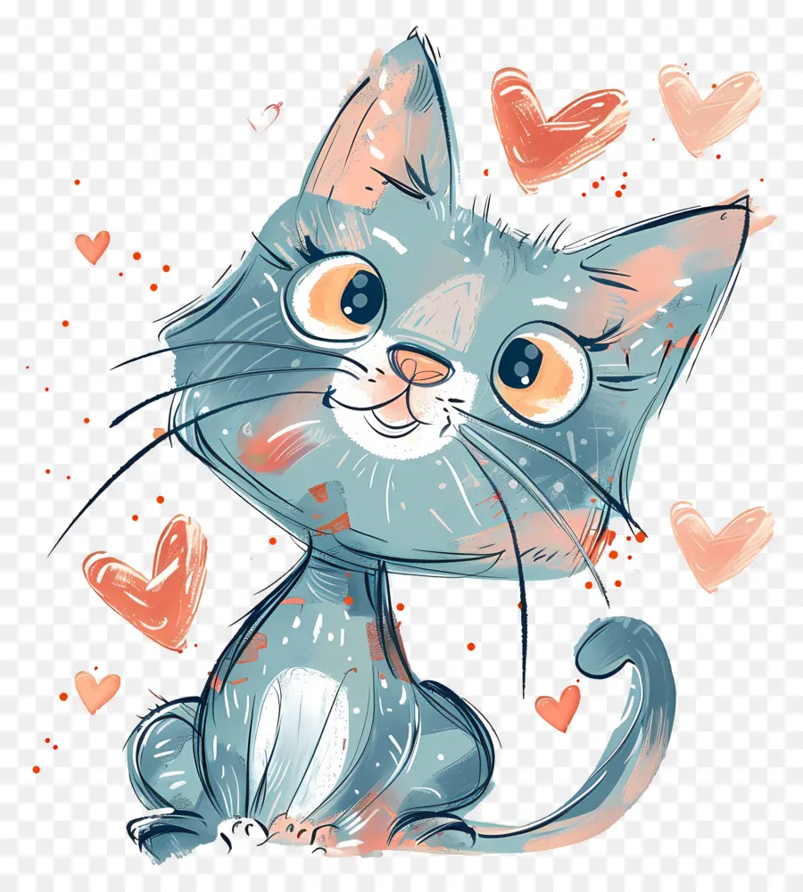 Kucing，Hari Valentine PNG