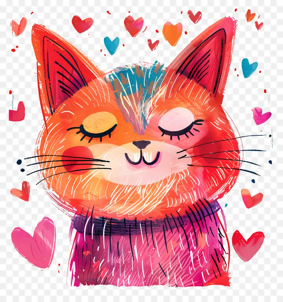 Kucing，Hari Valentine PNG